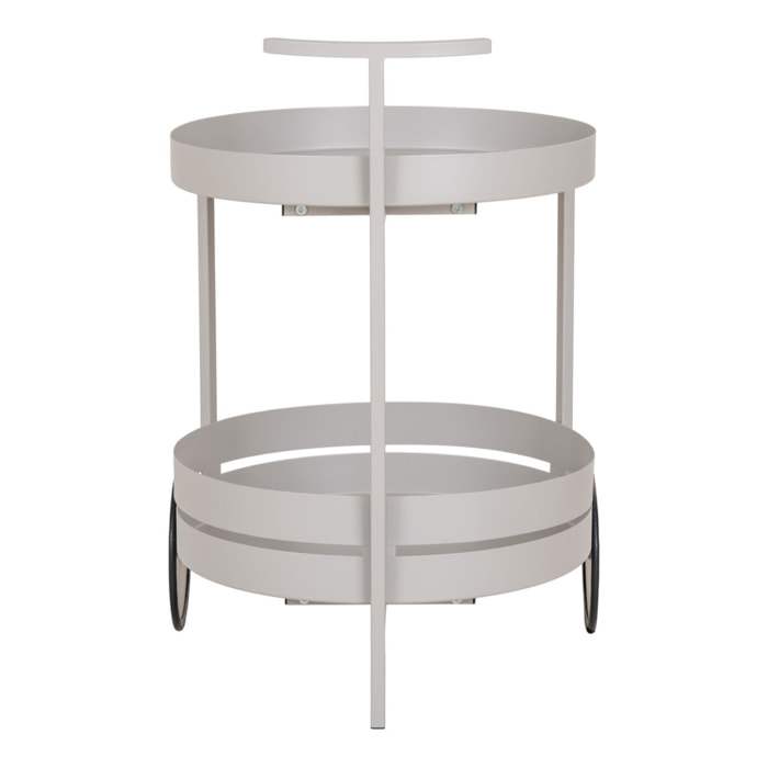 Carrello bar Beja in acciaio grigio 2 ripiani rotondi 40x42x61 cm