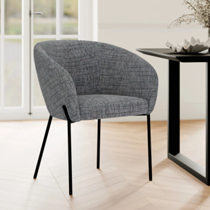 Chaise en tissu gris chiné - Andy