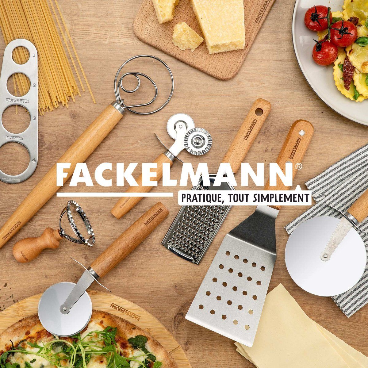 Set de 2 couvercles de cuisine 29/29 cm en acier inoxydable avec 2 ustensiles Fackelmann Basic