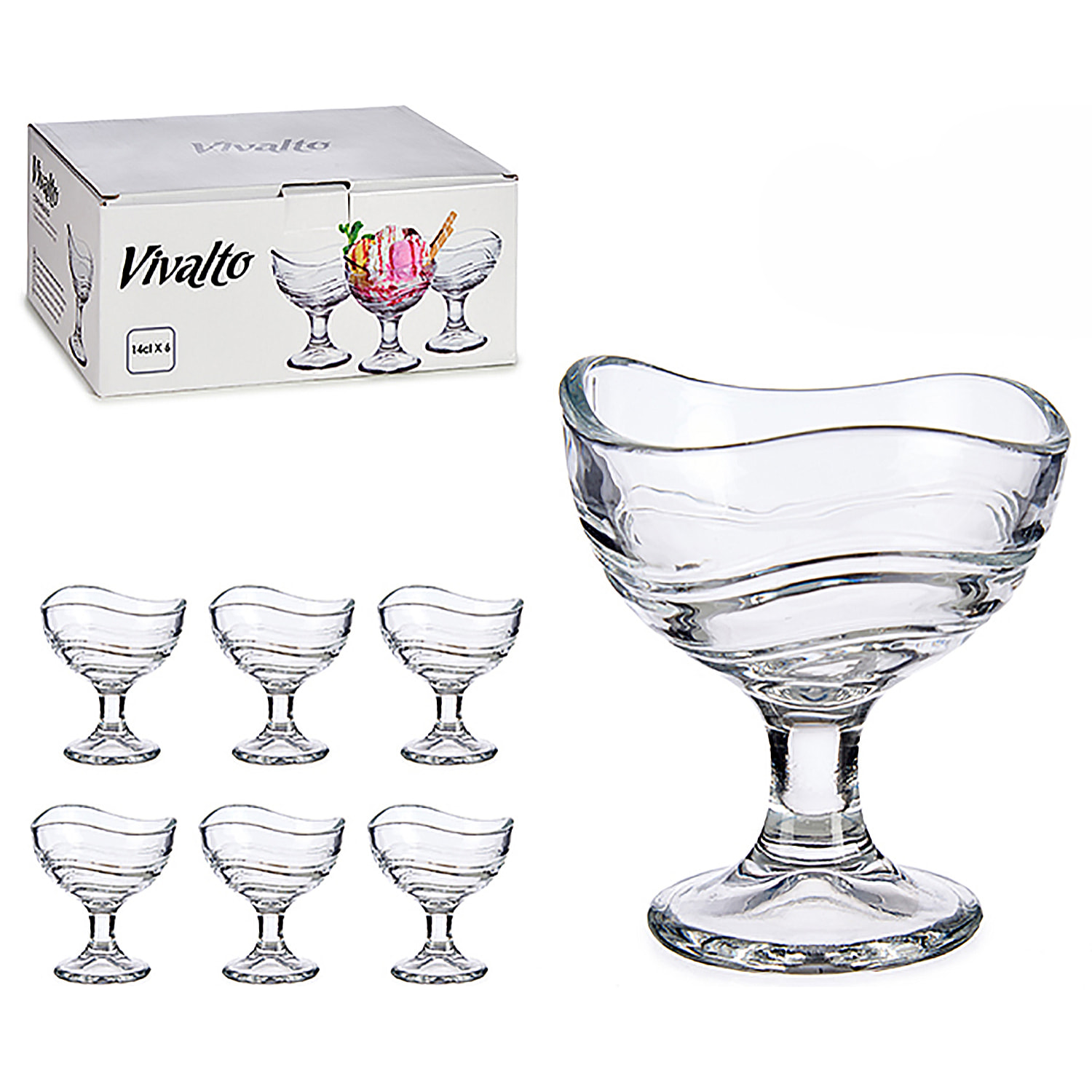 Set di 6 coppe per gelato 13,5 cl.
