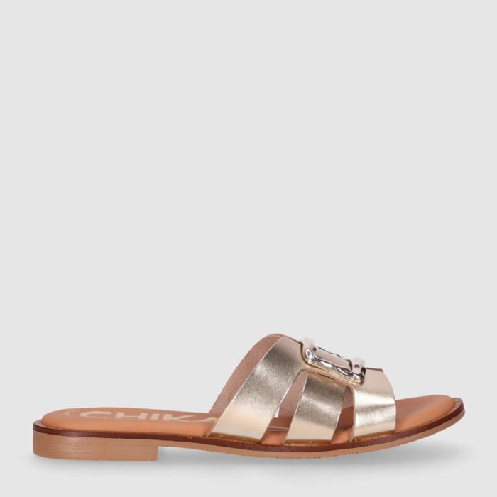 Sandalias de Piel - Platino - Tacón: 1 cm