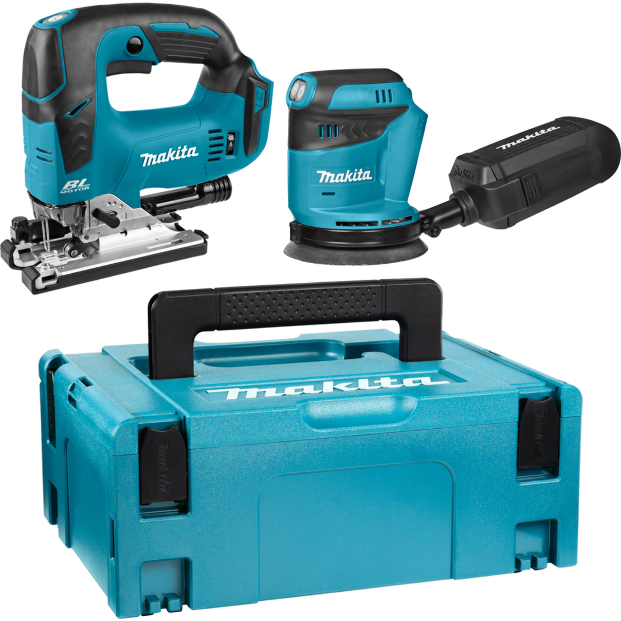 Sierra de calar DJV182 + Lijadora excéntrica DB O180 nu makpac - MAKITA - DLX2276J
