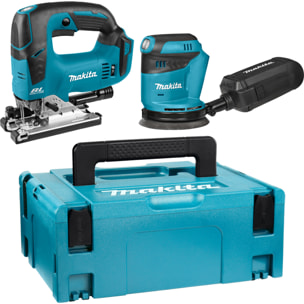 Sierra de calar DJV182 + Lijadora excéntrica DB O180 nu makpac - MAKITA - DLX2276J