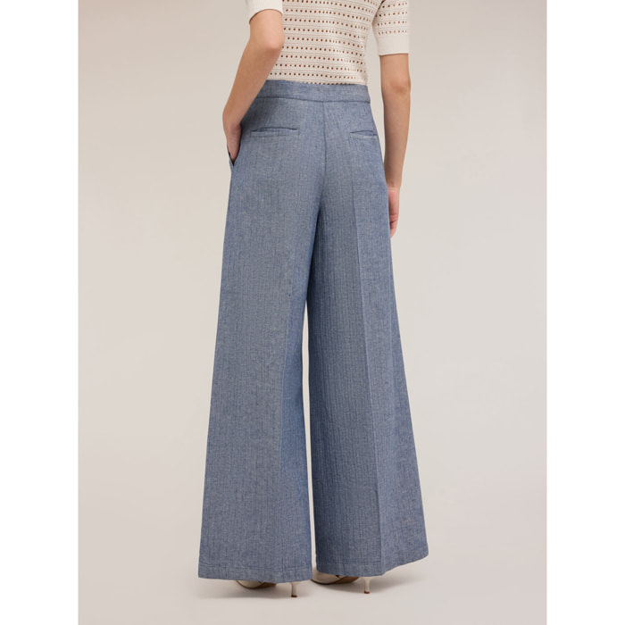 Motivi - Pantaloni wide effetto denim - Azzurro