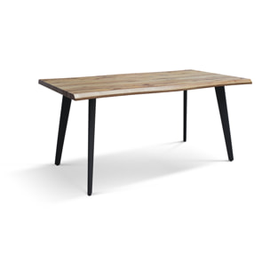 Tavolo ALICUDI con piano in legno finitura rovere rustico e gambe in metallo nero 160x90cm