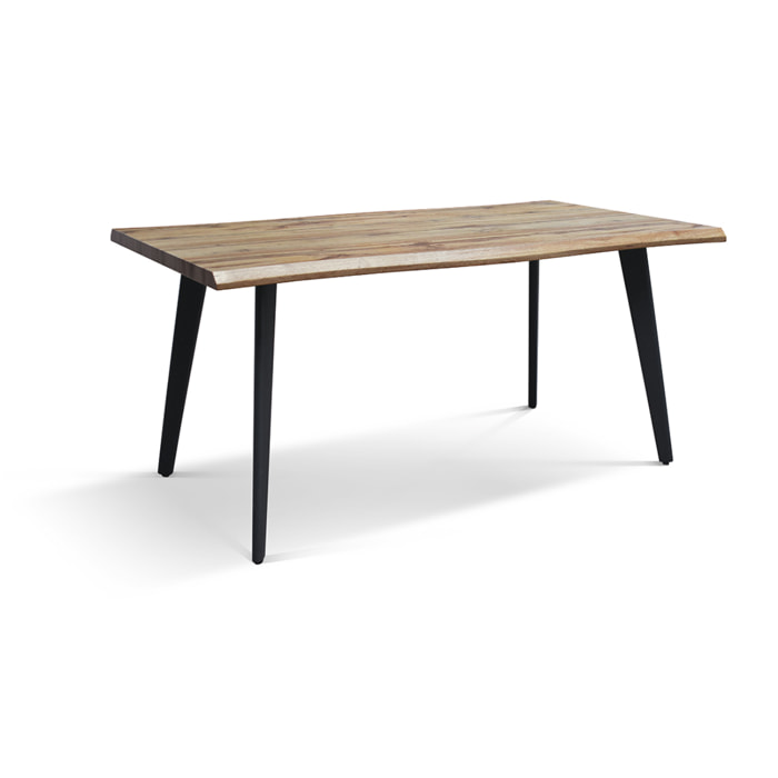Tavolo ALICUDI con piano in legno finitura rovere rustico e gambe in metallo nero 160x90cm