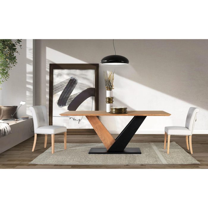 Mesas de Comedor de Madera Maciza de Acacia 200 Cm Estilo Rústico Moderno