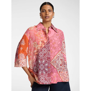 Elena Mirò - Camicia organza lyocell stampata - Arancione