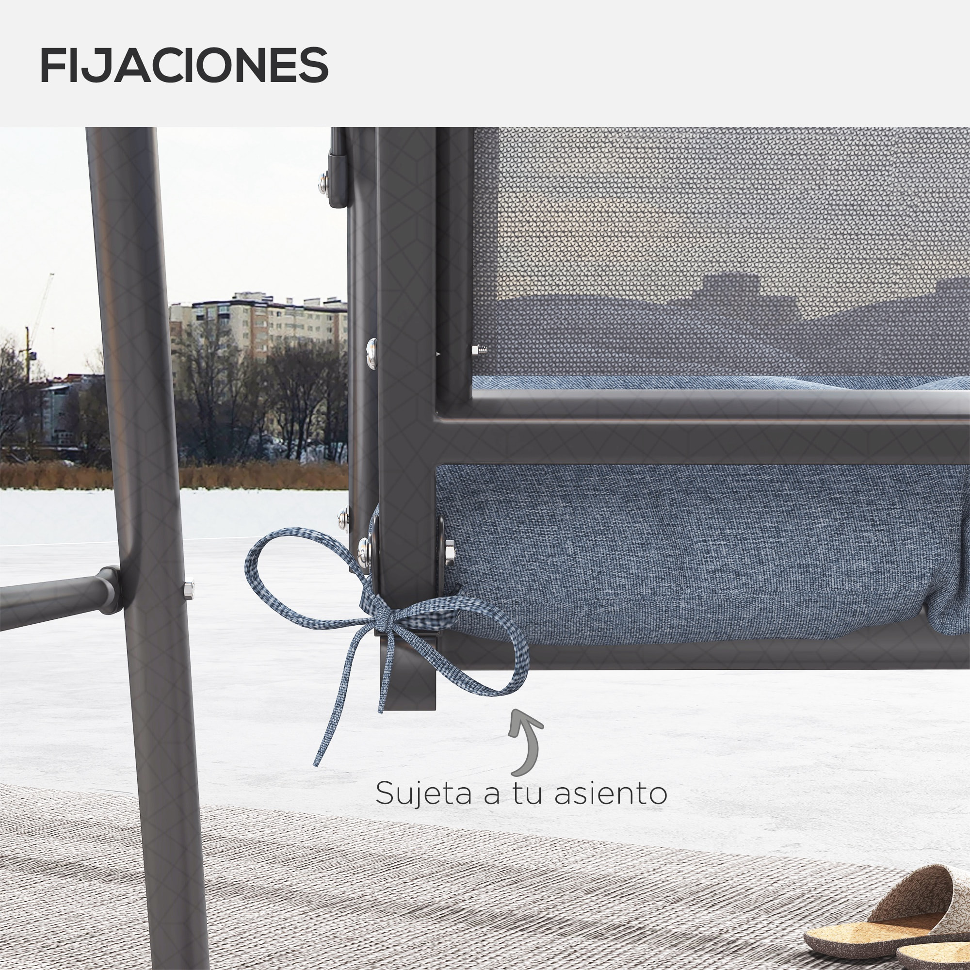 Cojín para Banco 128x48x8 cm Colchón de Banco de Jardín con 2 Cordones de Fijación Impermeable y Protección UV 50+ para Columpio de Jardín Terraza Crema