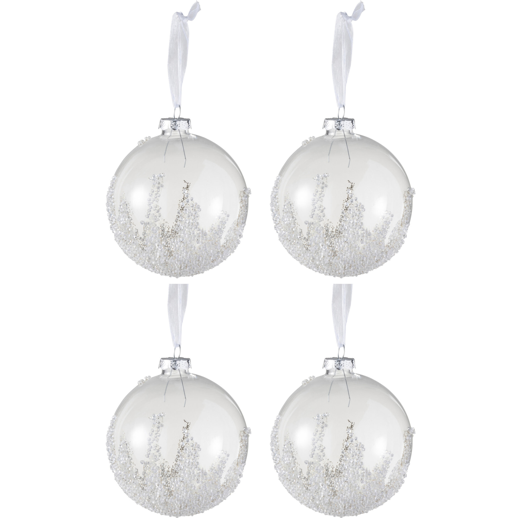 J-Line boule de Noël Sucre Dessous - verre - transparent - medium - boîte de 4