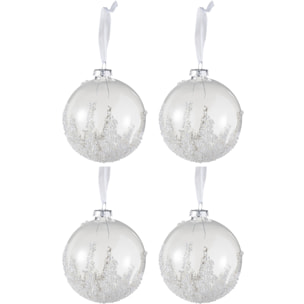 J-Line boule de Noël Sucre Dessous - verre - transparent - medium - boîte de 4