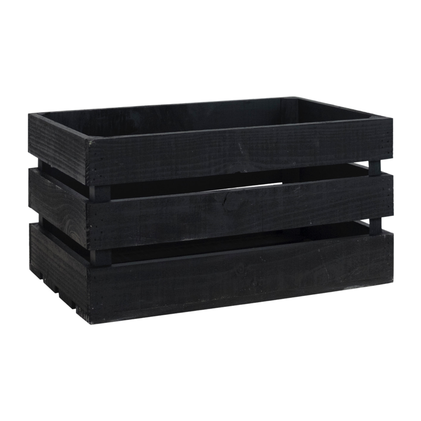 Caja de madera maciza en tono negro grande Alto: 25.5 Largo: 49 Ancho: 29.5