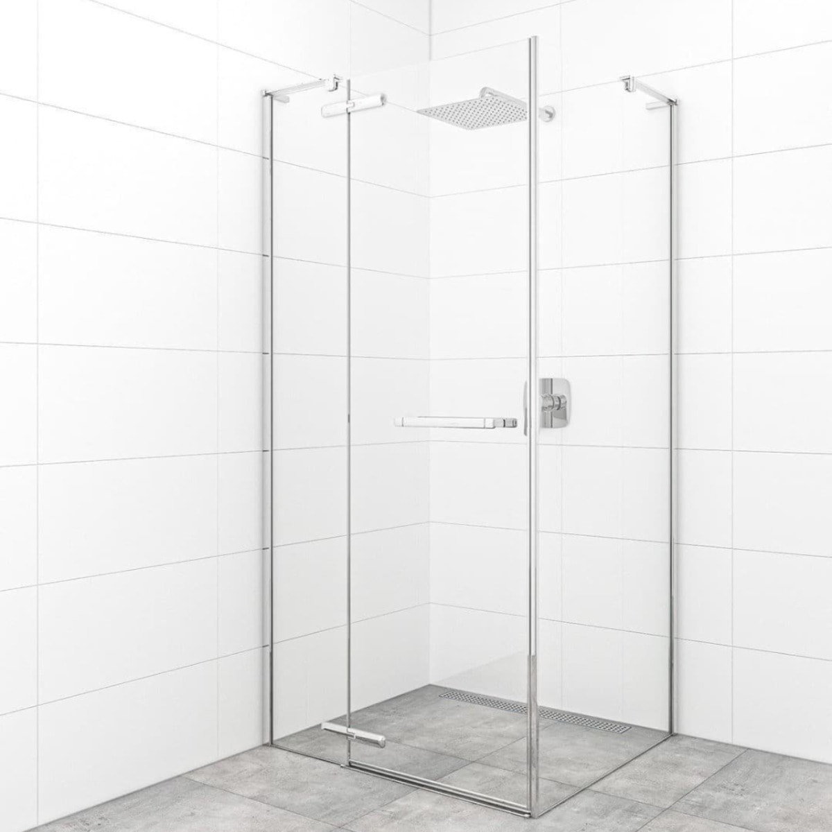 TGD New 80x80 cm paroi latérale fixe pour porte de douche, verre transparent anticalcaire EasyClean (SATTGDNSTENA80CRT)