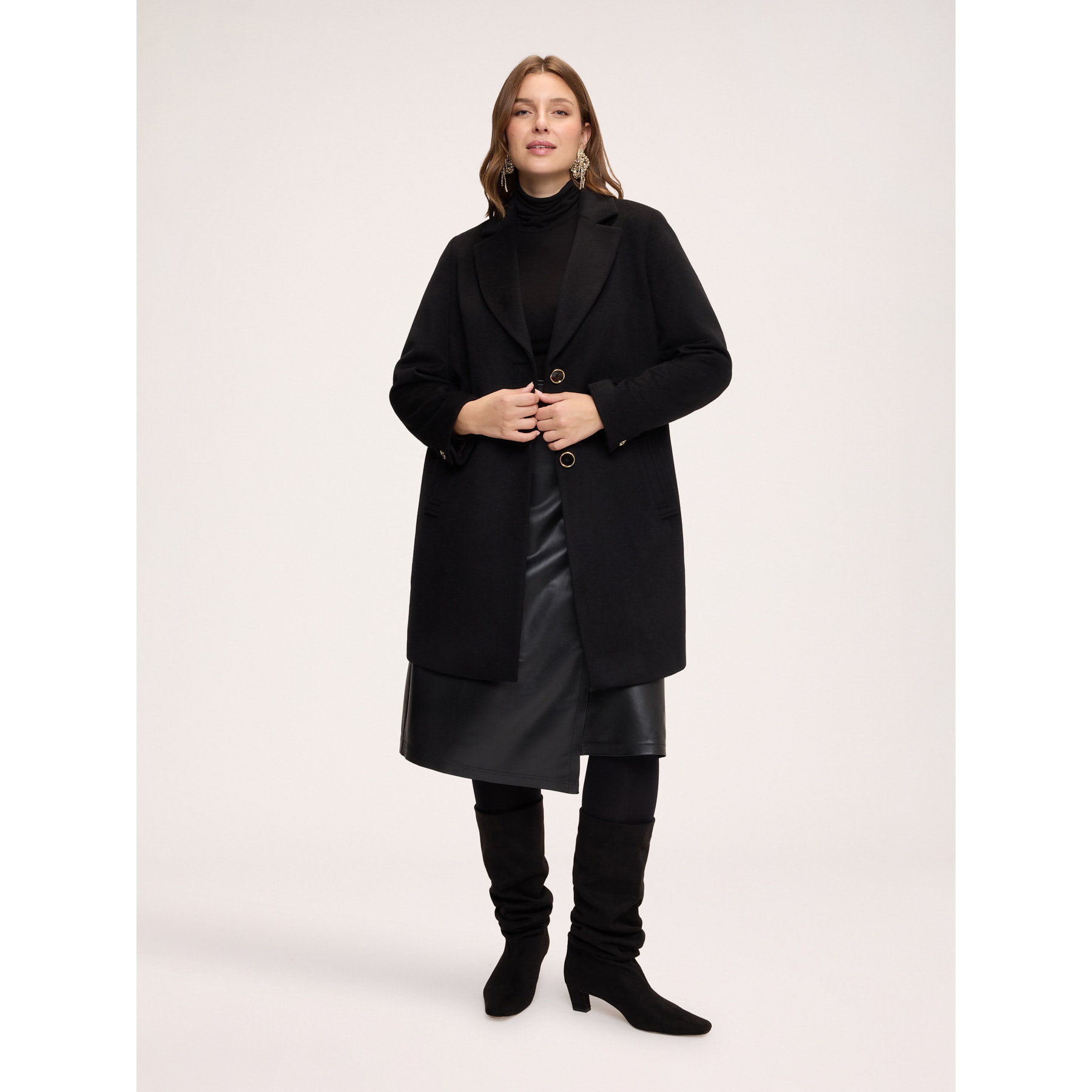 Fiorella Rubino - Cappotto monopetto misto lana - Nero