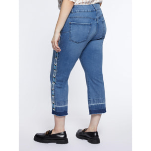 Fiorella Rubino - Vaqueros kick flare con bordes de pedrería - Denim