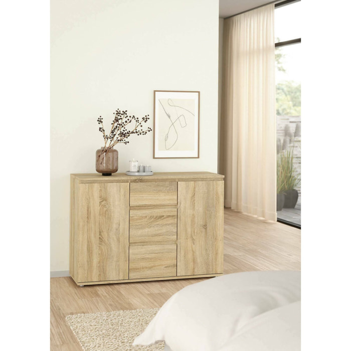 Credenza Zumpano, Buffet da soggiorno, Madia da salotto, Dispensa da cucina, 119x40 h84 cm, Quercia