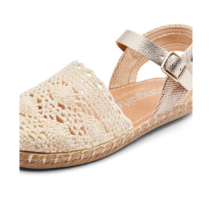 Alpargatas Niña Hebilla Ganchillo Beige