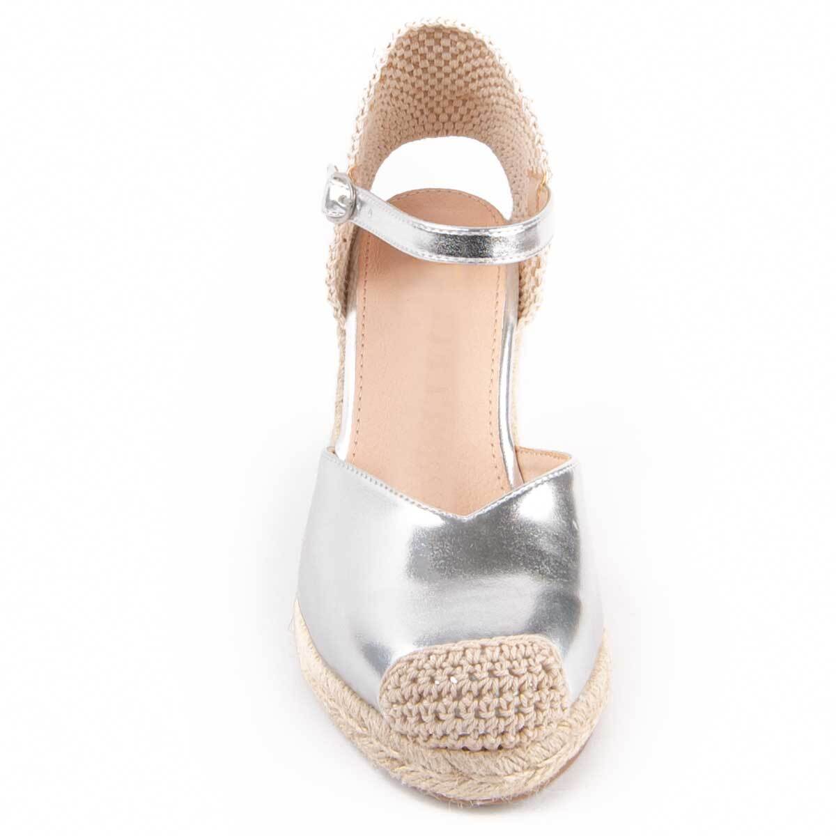 Alpargata De Cuña - Plateado - Altura: 8 Cm