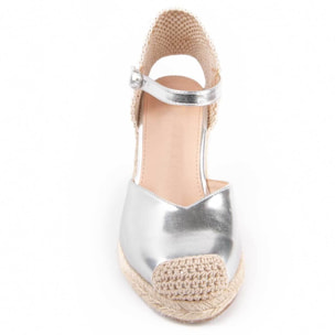 Alpargata De Cuña - Plateado - Altura: 8 Cm