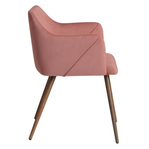 Lot de 2 chaises avec accoudoirs en velours rose - Daisy