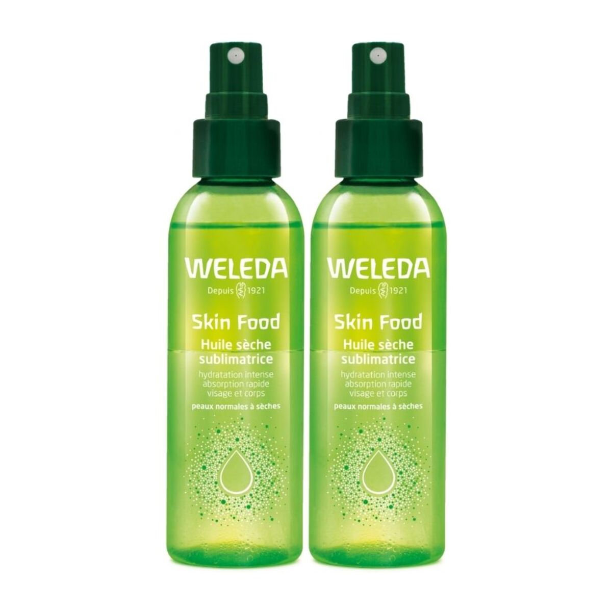 WELEDA - Duo Huile Sèche Sublimatrice SKIN FOOD - Hydratation intense et absorption rapide - Vegan* - Certifié Natrue** - Tube 2x100 ml