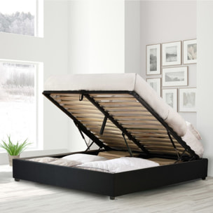 Lit coffre Futura | Ouverture électrique avec télécommande | Espace de stockage jusqu'à 900 L | Tissu | Gris foncé