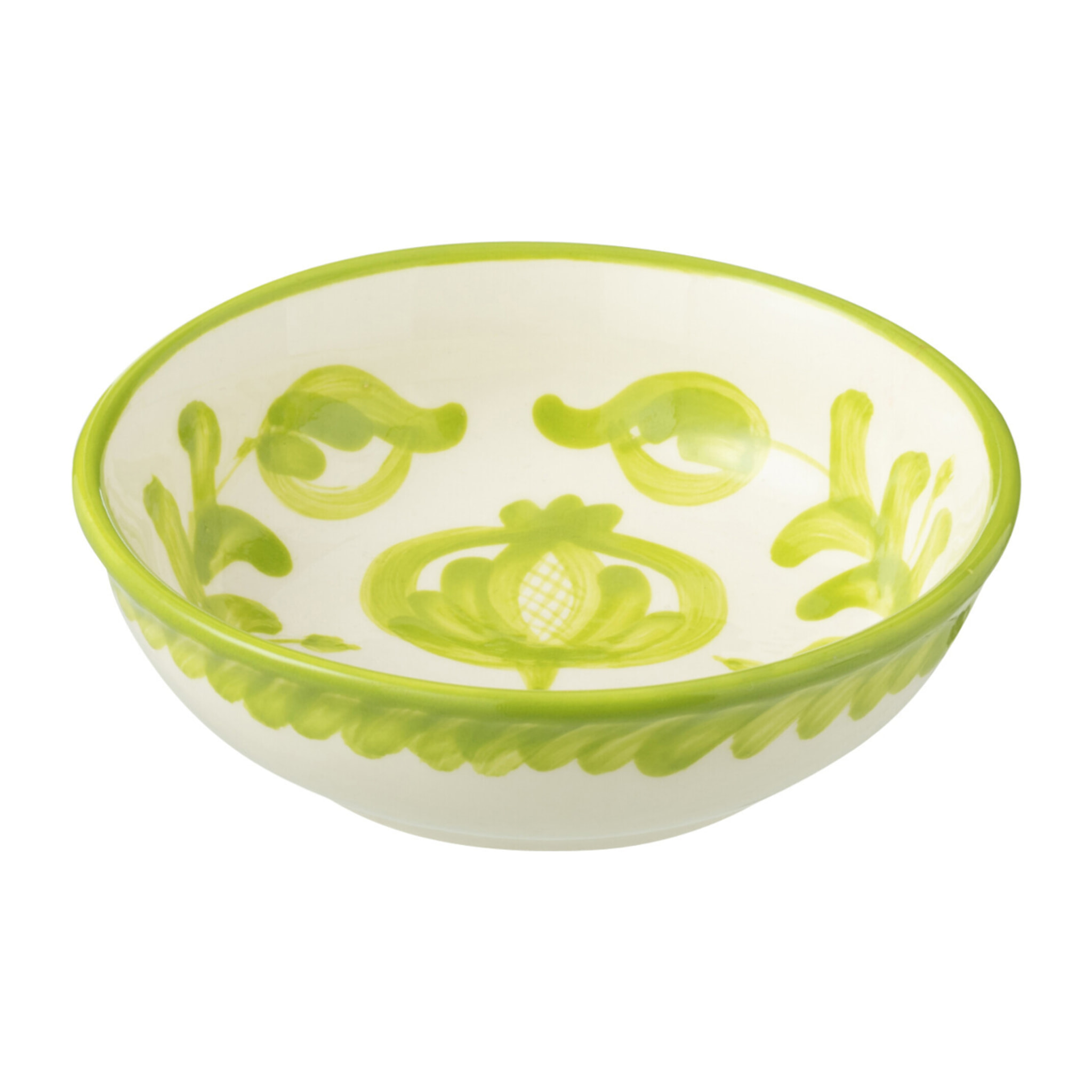 J-Line bol Granada Low - céramique - blanc/vert - small - Ø 14 cm