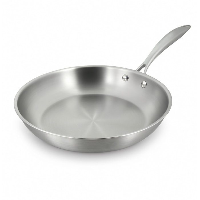 Poêle en acier inoxydable 28cm - fait en France - tous feux TRIPLY