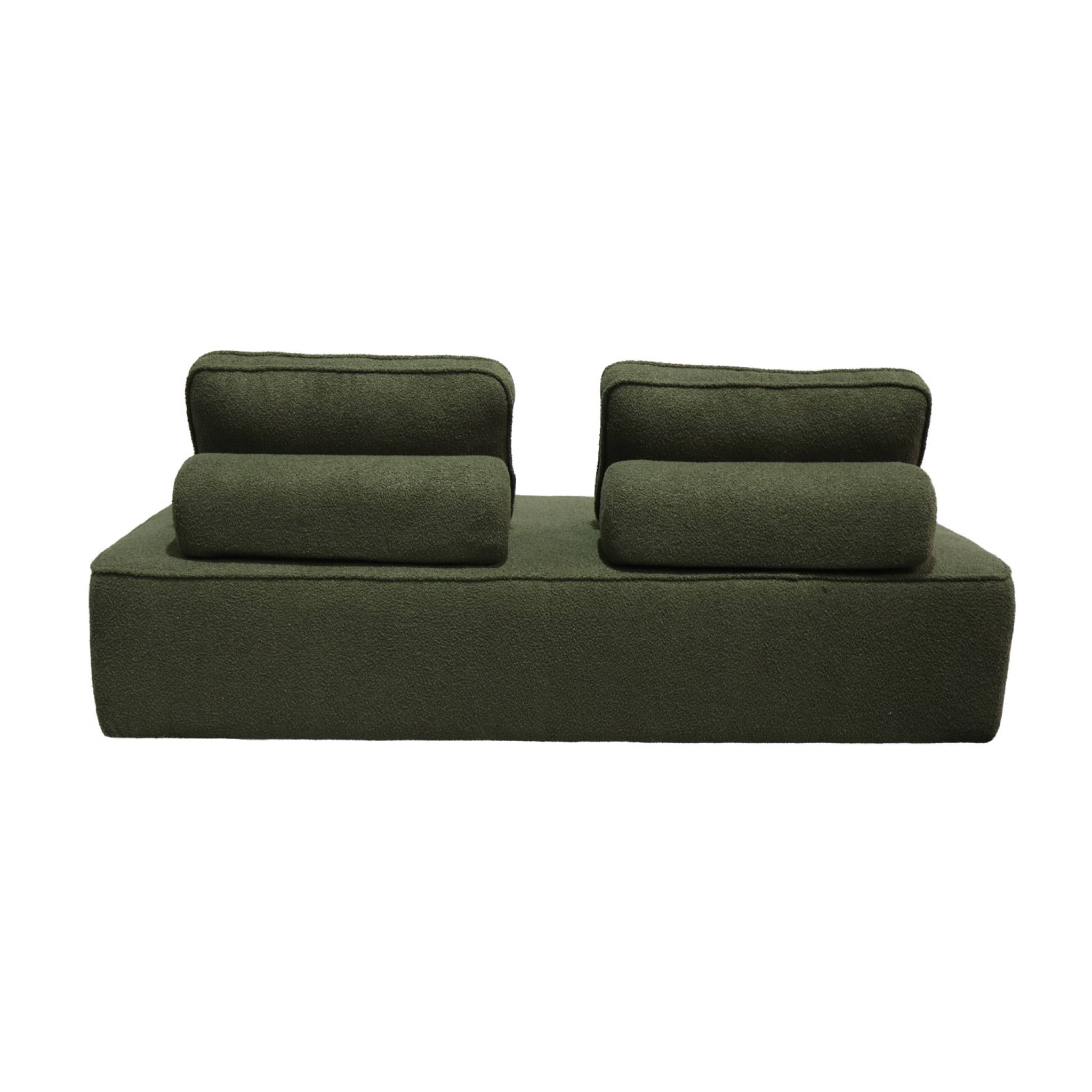 Chauffeuse pour canapé modulable tissu bouclette kaki 2 places Bao. L 180 x P 90 x H 74cm