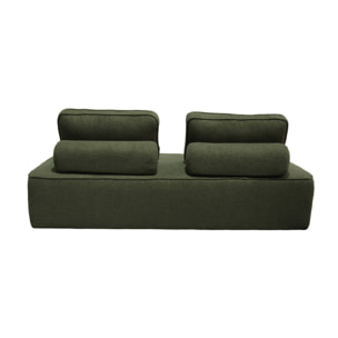 Chauffeuse pour canapé modulable tissu bouclette kaki 2 places Bao. L 180 x P 90 x H 74cm