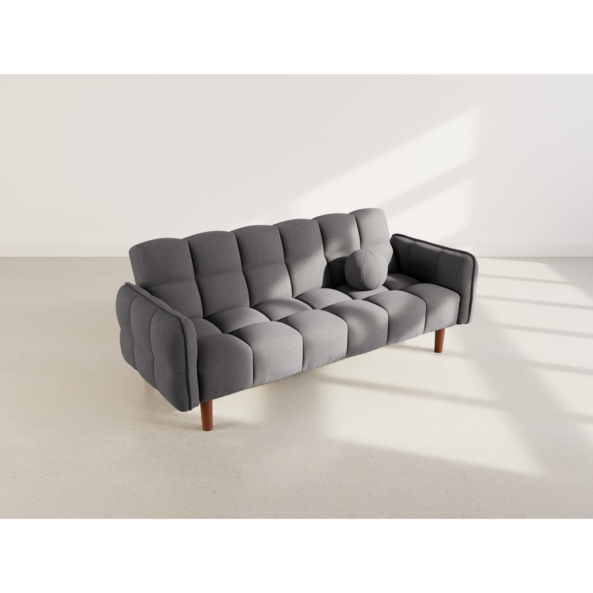 Adam - Canapé convertible clic-clac 2 places en tissu texturé - Gris foncé