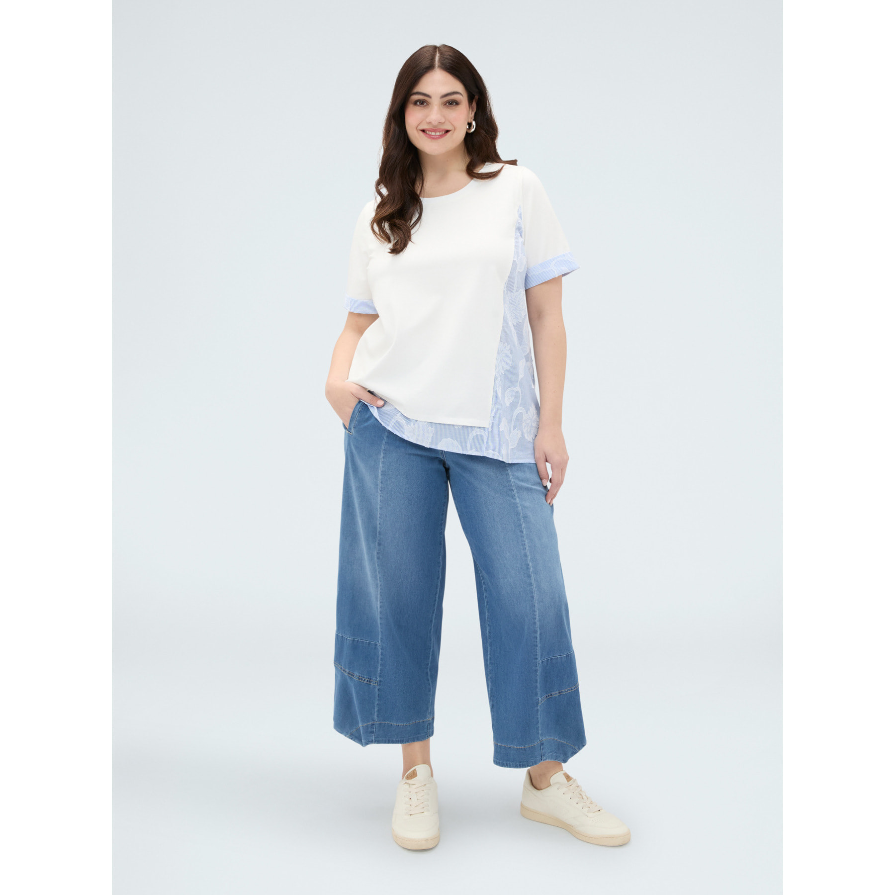 Fiorella Rubino - Jeans baggy en denim efecto lavado - Azul