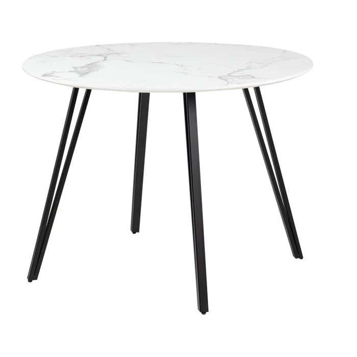 Mesa De Comedor Mdf Metal Gris Negro 100x100x75 Cm