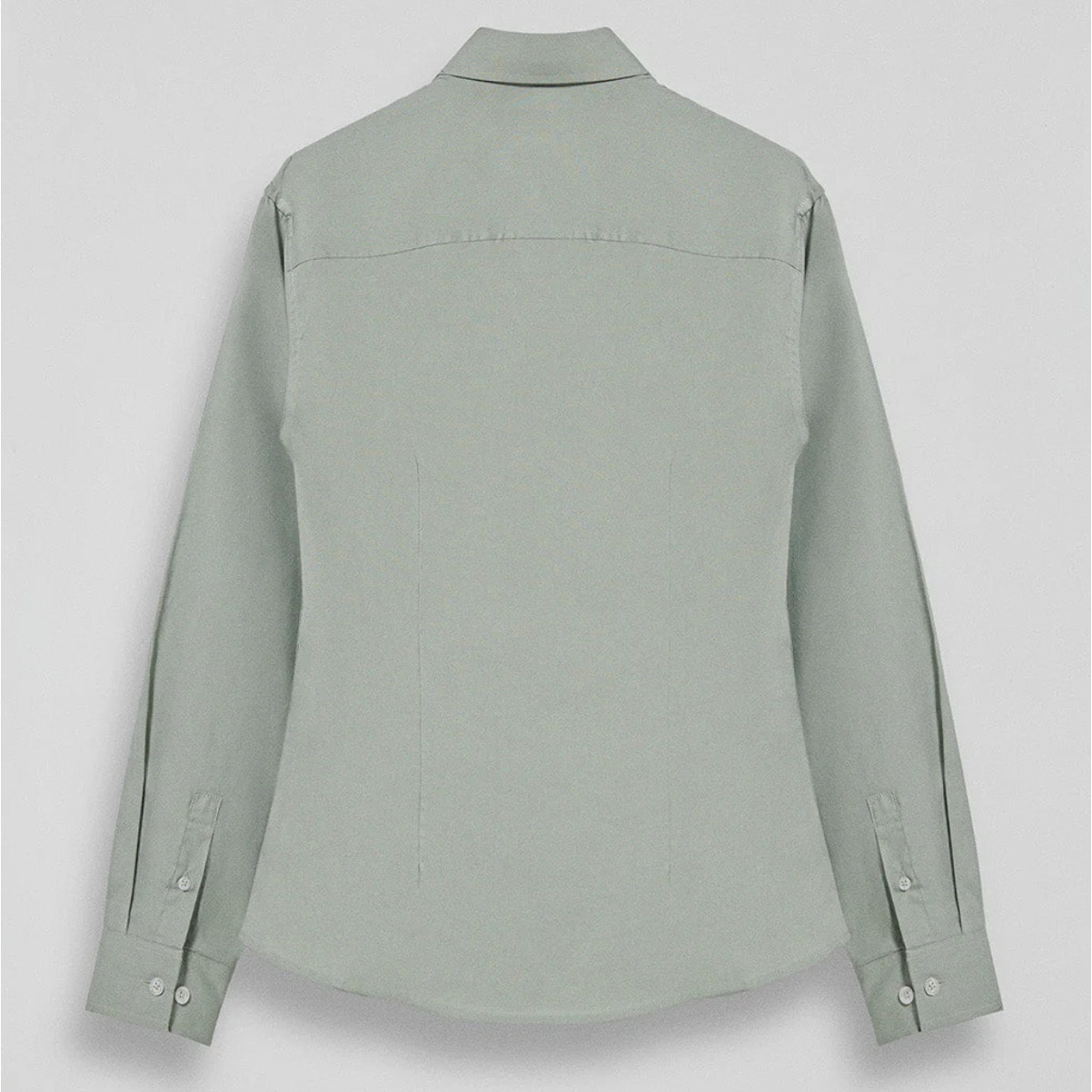 Camicia verde giada slim fit in popeline con logo