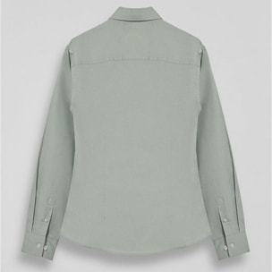 Camicia verde giada slim fit in popeline con logo