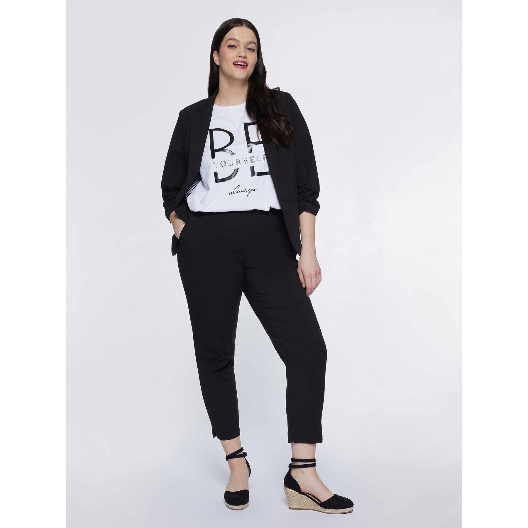Fiorella Rubino - Pantalones rectos elásticos - Negro