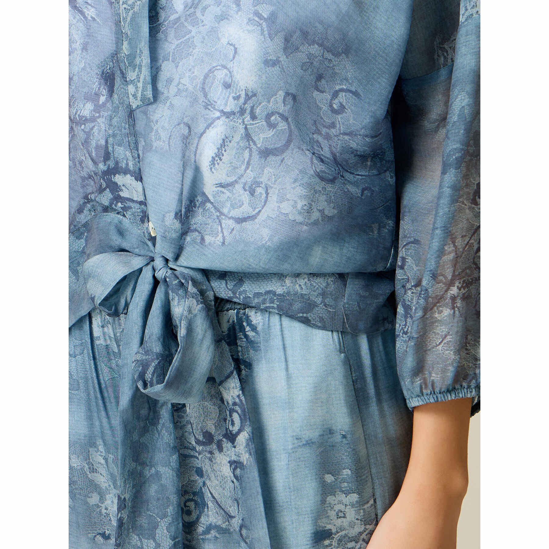Oltre - Camisa tipo kimono con nudo - Light - blue