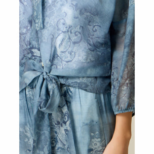Oltre - Camisa tipo kimono con nudo - Light - blue