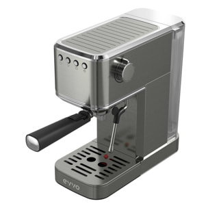 EVVO Cafetera Express Intensa 20. cuerpo de acero. 20 bares de presion. Espressos y Capuccinos. 1350W. Doble salida. portafiltros. Depósito de 1.5 l