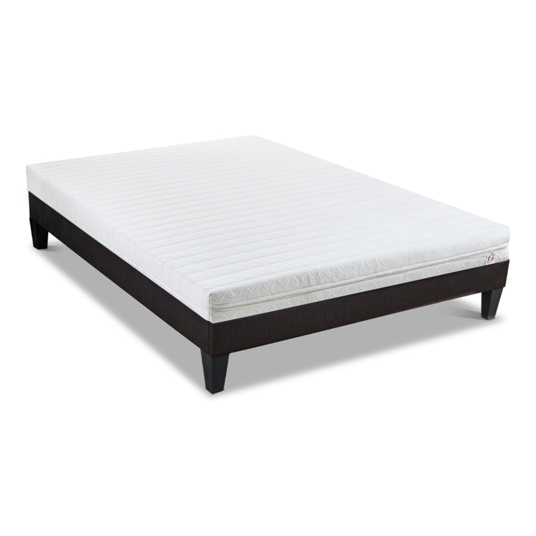 Ensemble Matelas Egio & Sommier Kit15, 12 cm, Latex Synthétique, Soutien Ferme, Déhoussable, Technologie Tri-Lattes