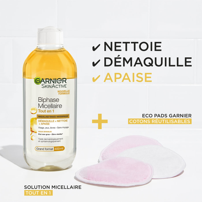Lot de 6 - Garnier SkinActive Micellaire Biphase Tout en 1 Waterproof 400mL