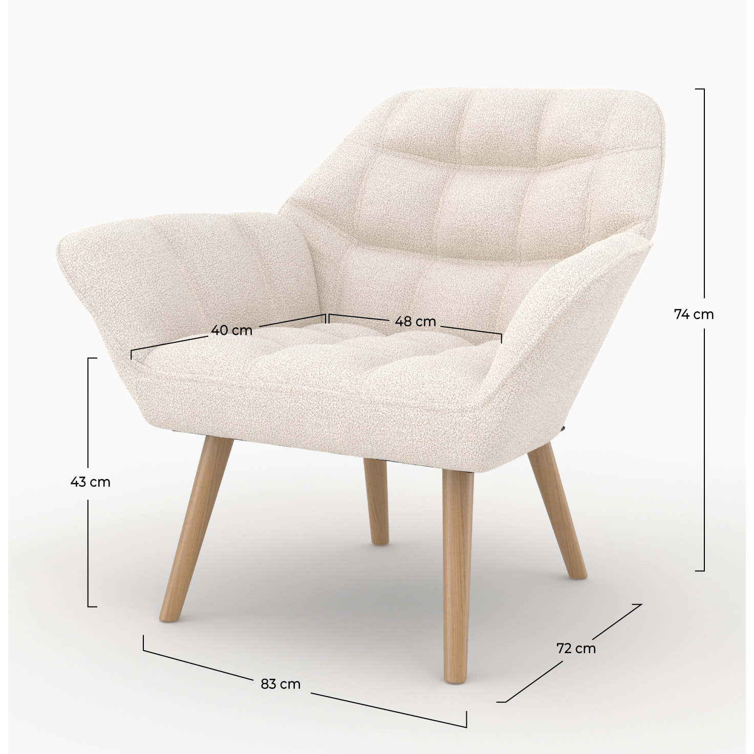 Fauteuil en tissu bouclé blanc - Simba