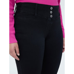 Fiorella Rubino - Jeggings in denim black con bottoni decorativi - Nero