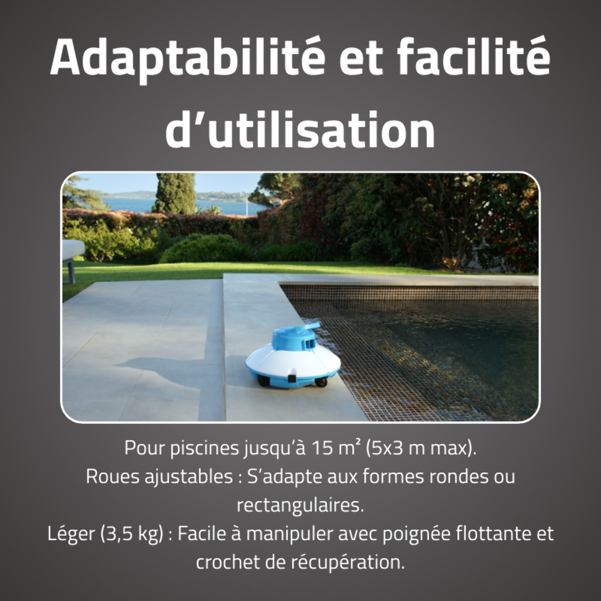 Bestway Robot piscine sans fil Frisbee bleu nettoyage fond plat 15 m² max