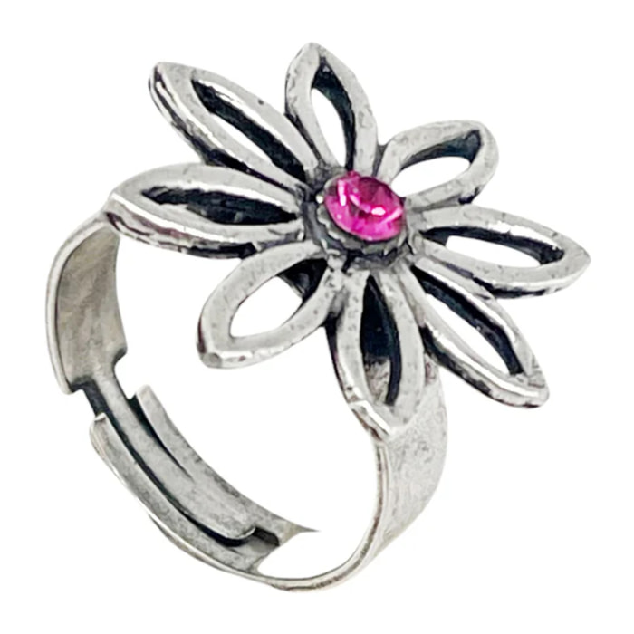 Anillo Margarita plata fuschia