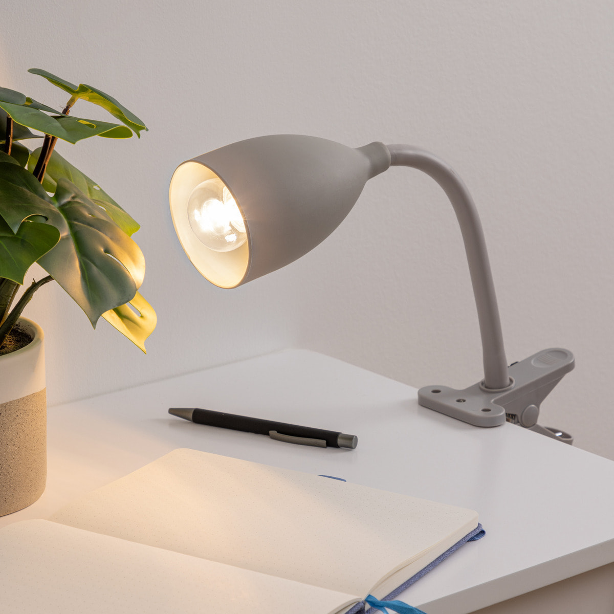 Lampe pince "Sily" gris H43cm