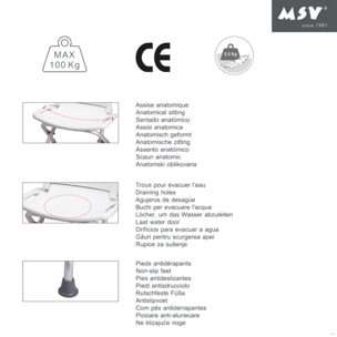 Siège de douche ajustable pliable MSV