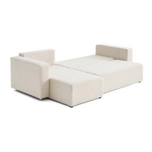Topaze - canapé d'angle réversible - 4 places - convertible avec coffre - en tissu bouclette - Beige
