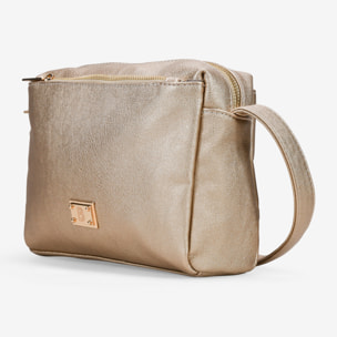 Bolso bandolera dorado con tres compartimentos
