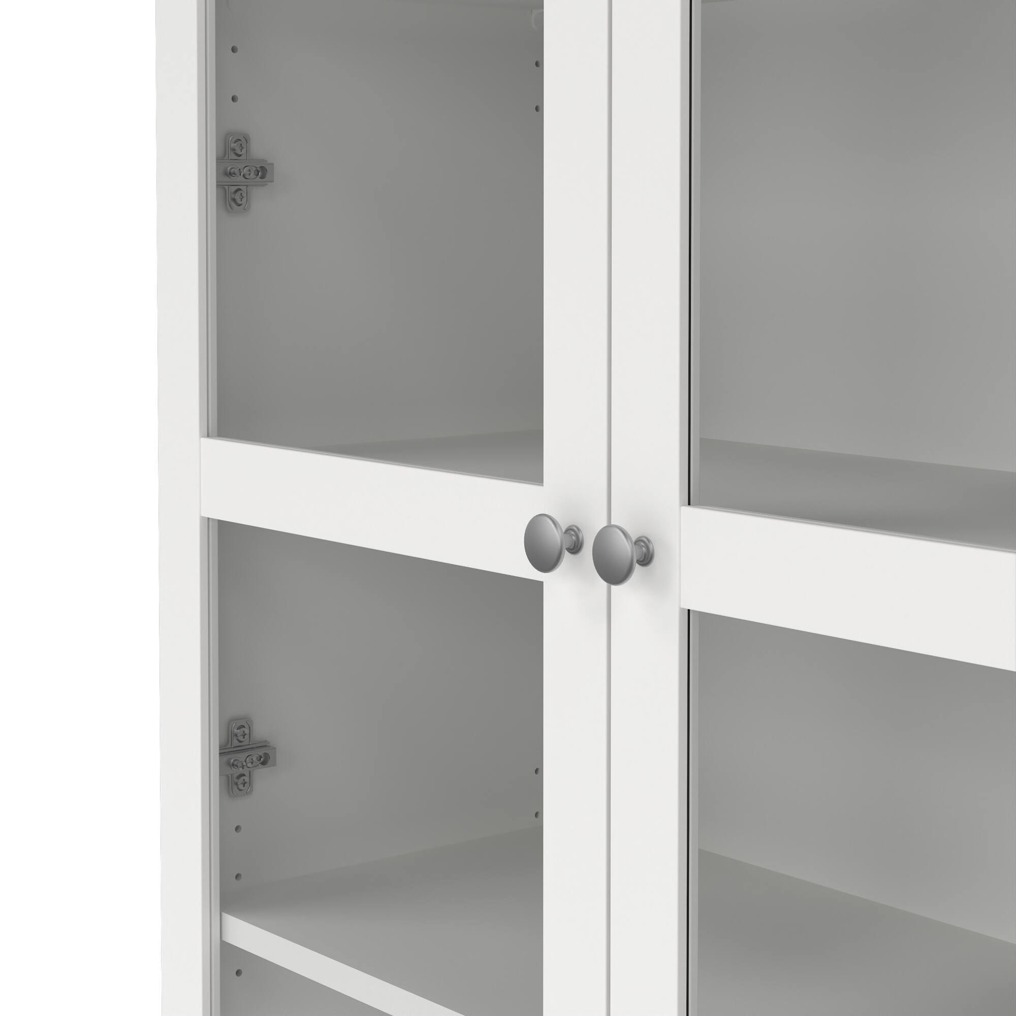 Vetrina Wutip, Credenza espositiva, Vetrinetta multiuso, Madia da soggiorno, 89x36 h203 cm, Bianco